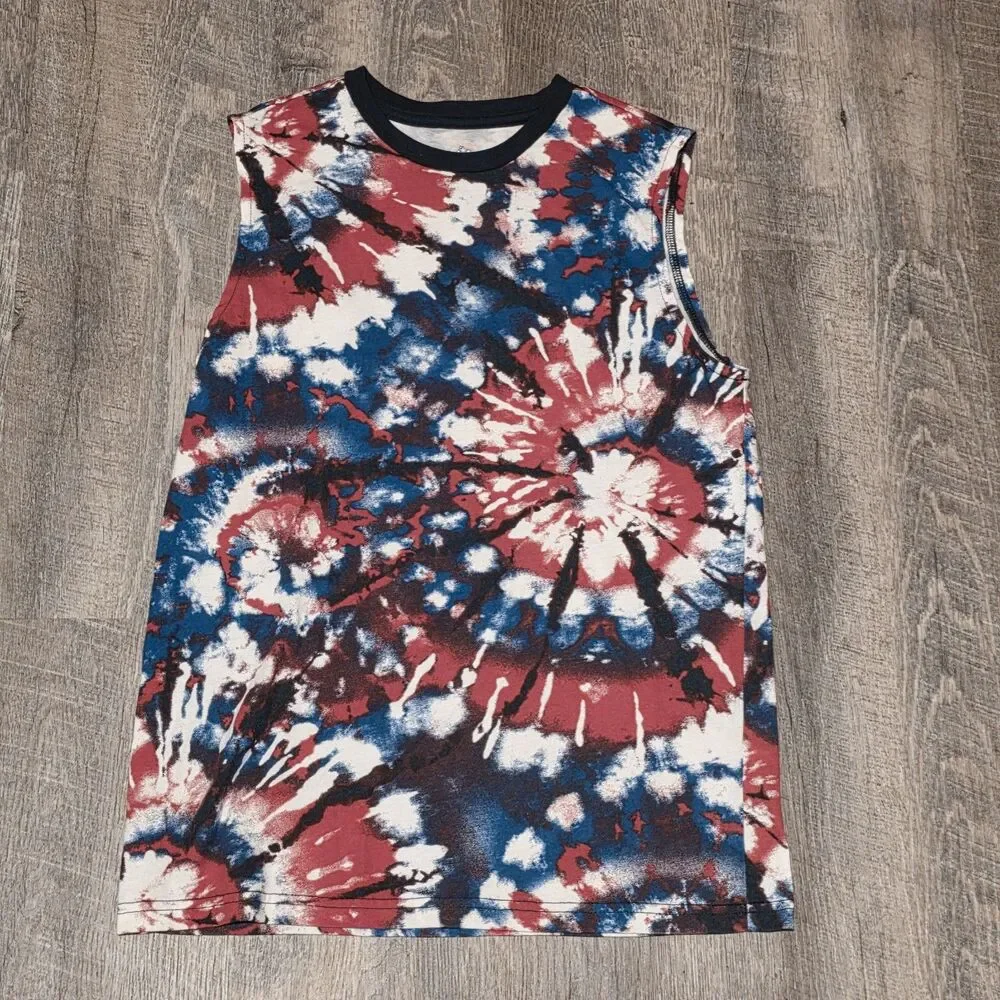 Patriotic Tank Top Summer Youth Crew Neck Sleeveless XL (14-16) Reds White Blue